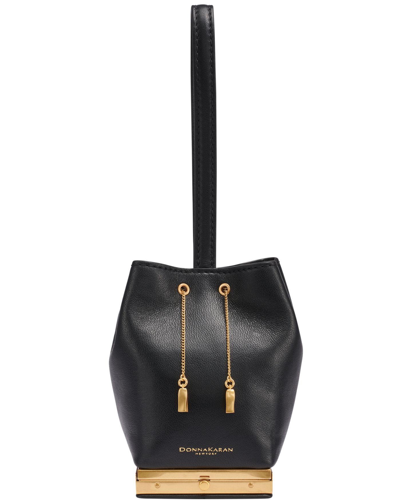 Женский клатч Donna Karan New York Sisal Mini Leather Clutch Shoulder, цвет: Чёрный / Золотой — фото 1