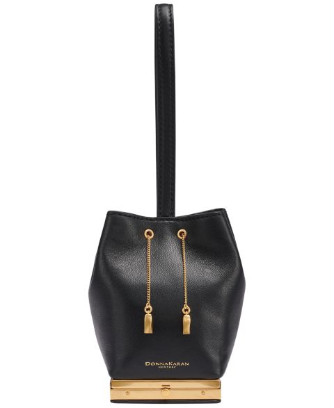 Женский клатч Donna Karan New York Sisal Mini Leather Clutch Shoulder, цвет: Чёрный / Золотой