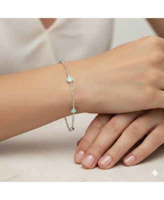 Sterling Silver, Round Bezel-Set Gemstone By The Yard Birthstone Bracelet