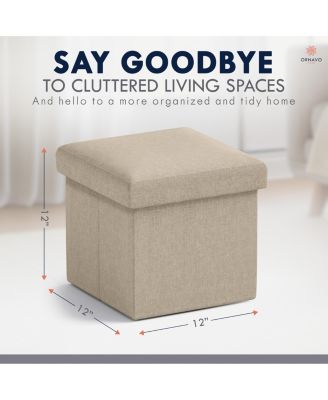 Collapsible Small Footrest Square Storage Ottoman - 12 Inch