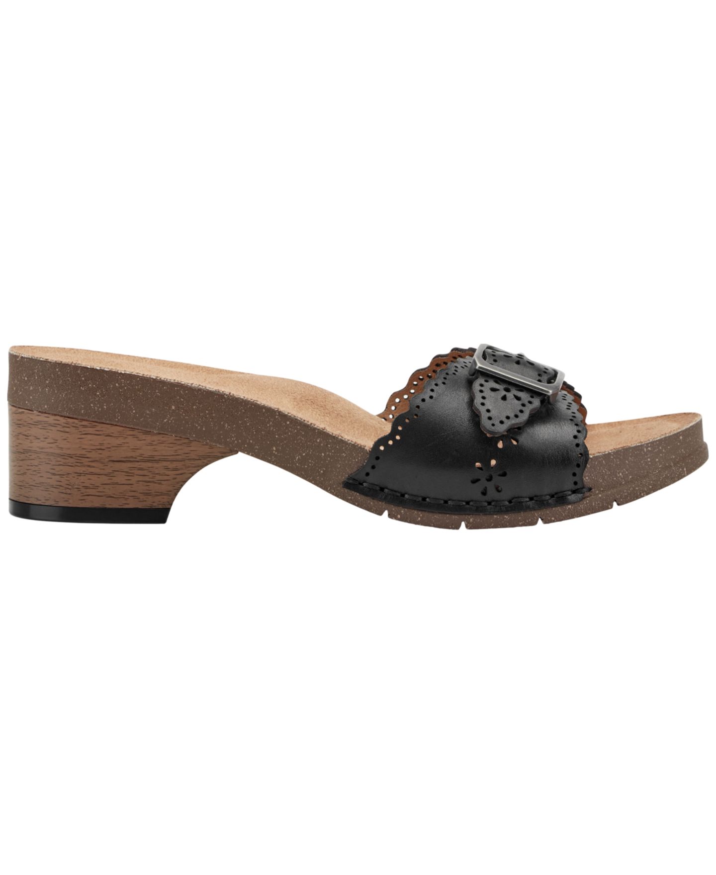 Женские сандалии Earth Haisly Leather Buckle Band Block Heel, цвет: Чёрный кожаный — фото 2
