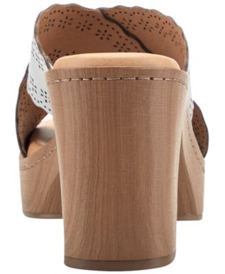 Women's Qamra Leather Criss-Cross Platform Block Heel Sandals