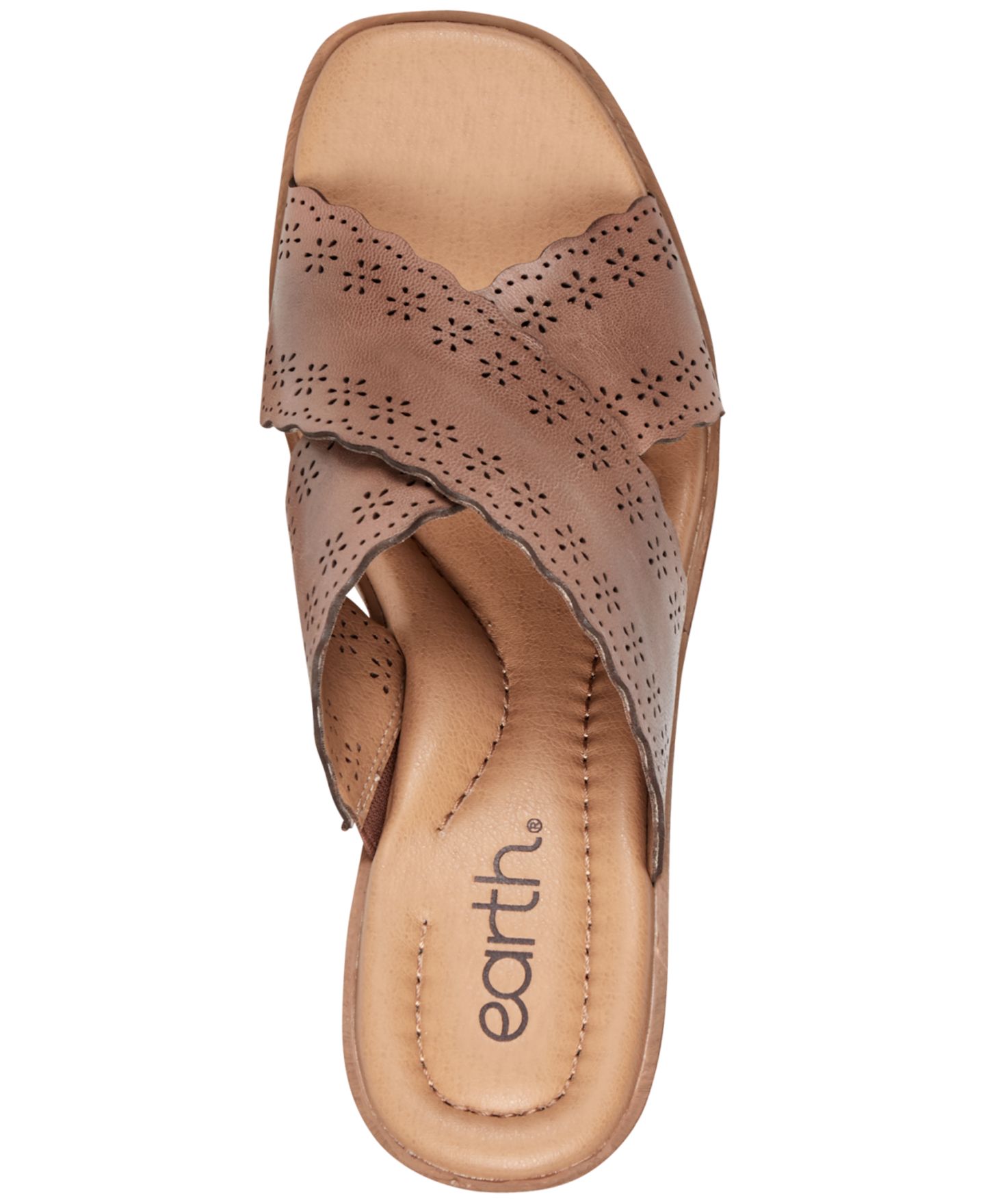 Женские сандалии Earth Qamra Leather Criss-Cross Platform Block Heel, цвет: Коричневый кожаный — фото 4