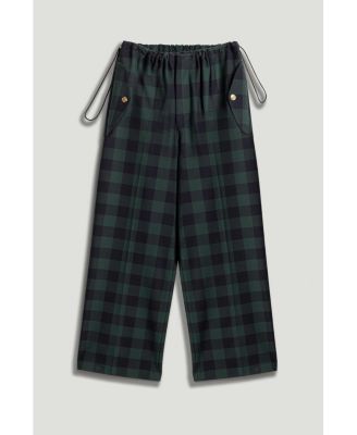 Women's Emerald Check Drawstring Wide-Leg Pants