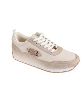 Women's Sneaker with Nylon/Suede PU Upper and Large Ornament Detail