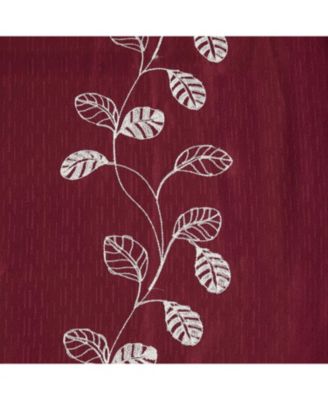 100% Polyester 140 GSM Reed Embroidered Grommet Curtain Panel 54" x 84" Burgundy