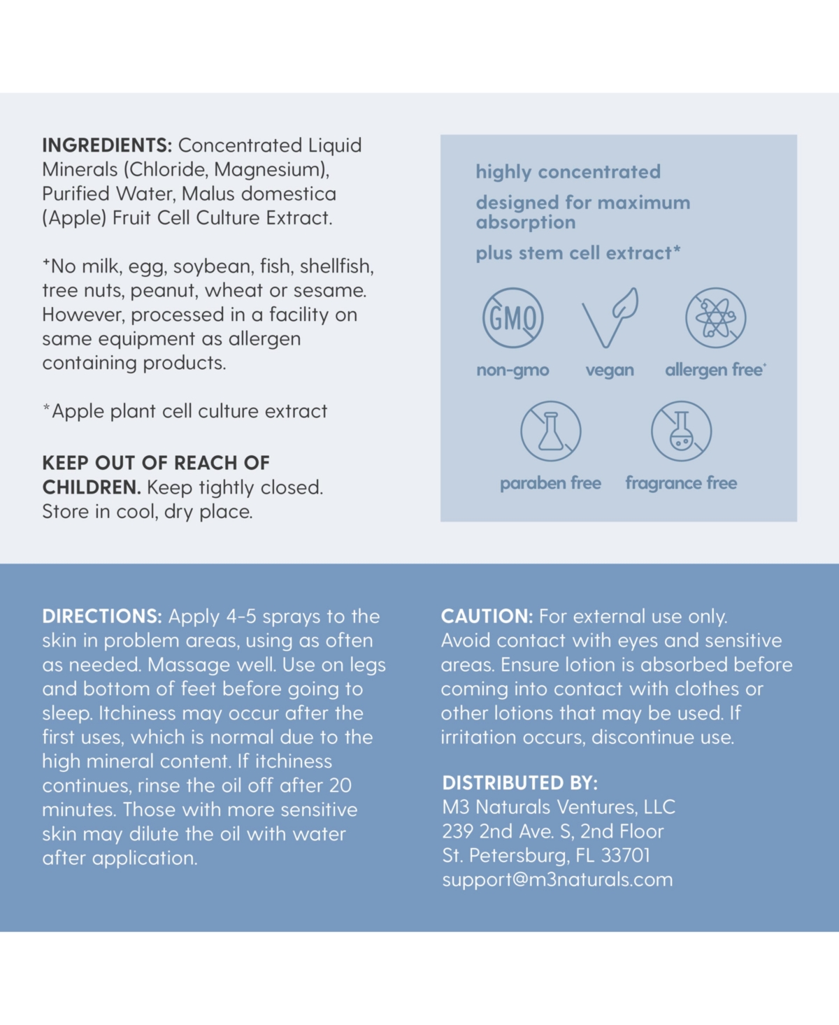 M3 Naturals Unscented Magnesium Oil Spray, 12fl oz