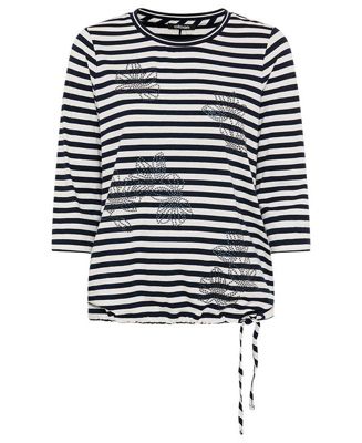Women's Striped with Sequin Floral Embellishment T-Shirt