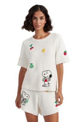 Women's Chinti and Parker Cotton Snoopy Crochet Tee
