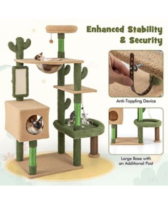 59" Cactus Cat Tower, Multi-Level Activity Center with Scratching Posts & Toy, Indoor Kitty Furniture