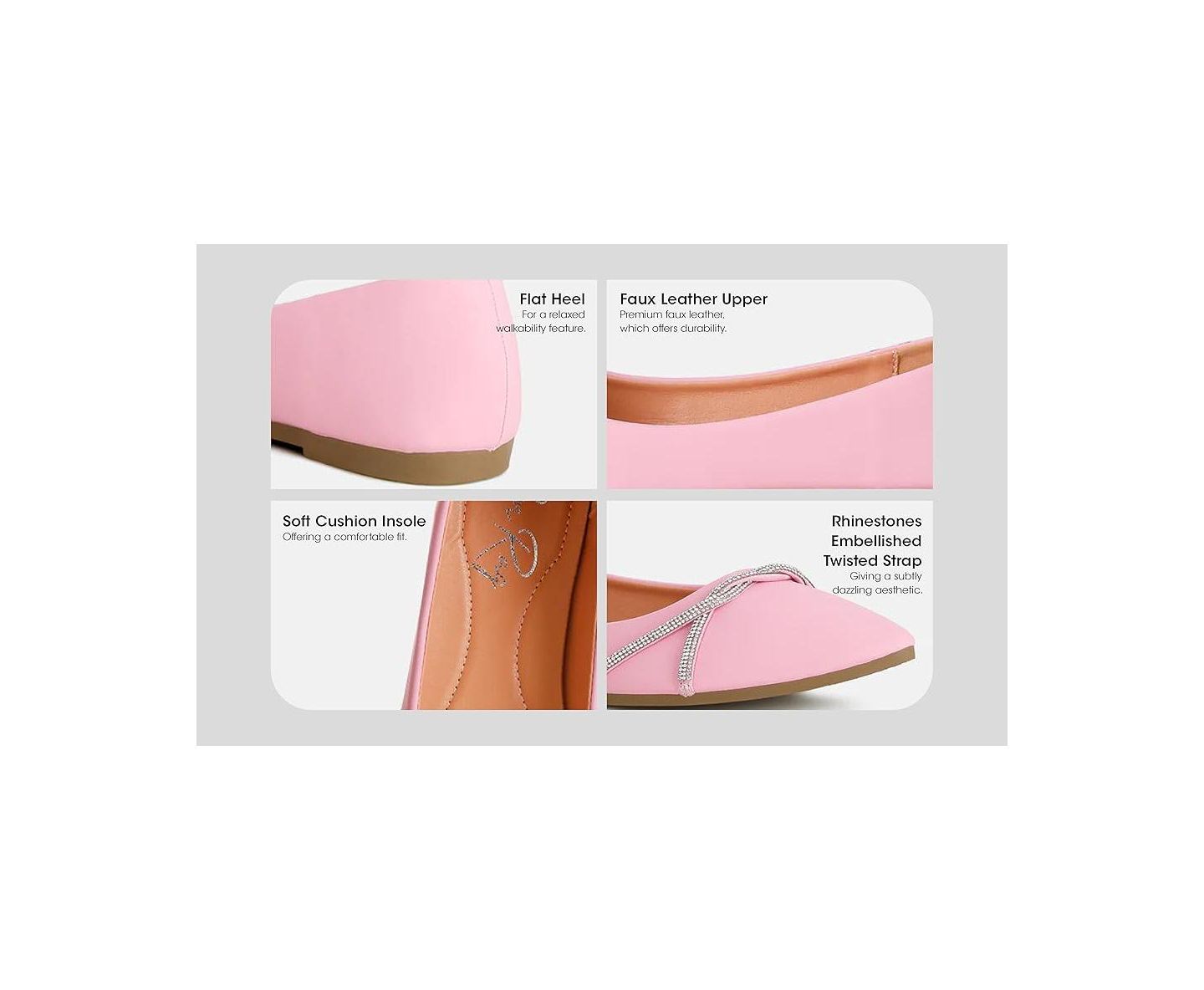 Женские балетки London Rag Playasu Rhinestone Faux Leather Ballerinas, цвет: Пастельный розовый — фото 7
