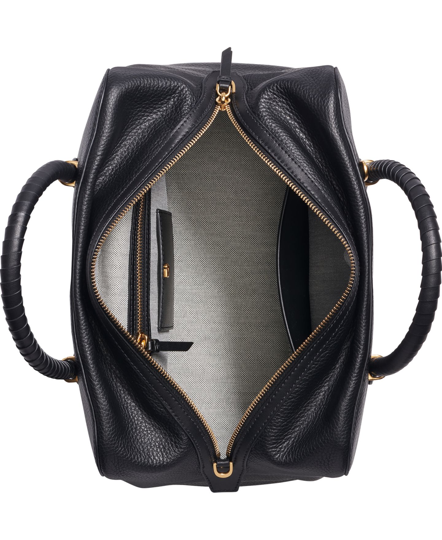 Женская сумка Donna Karan New York Chantilly Medium Leather Satchel, цвет: Чёрный / Золотой — фото 3