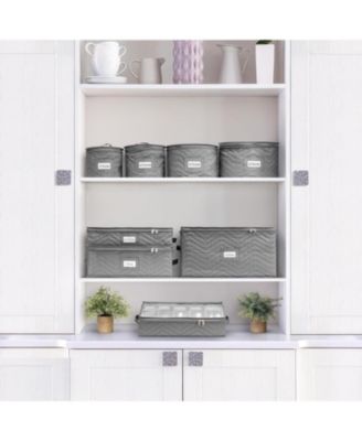 5-Piece Quilted Dinnerware Storage Set - for Transporting Dishes, Round Plates, Glassware, Cups, and mugs with Felt Plate Protectors