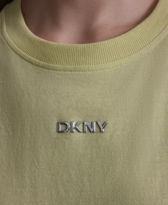 Women's Metallic Bubble Logo Drop Shoulder Pull-On T-Shirt