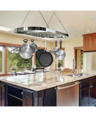 Pot and Pan Oval Rack for Ceiling with Hooks - Multi-Purpose Organizer for Home, Restaurant, Kitchen Cookware, Household