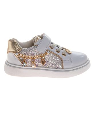 Little Girls Kensie Sneakers Glitter Charms Easy Hook-and-Loop Stylish