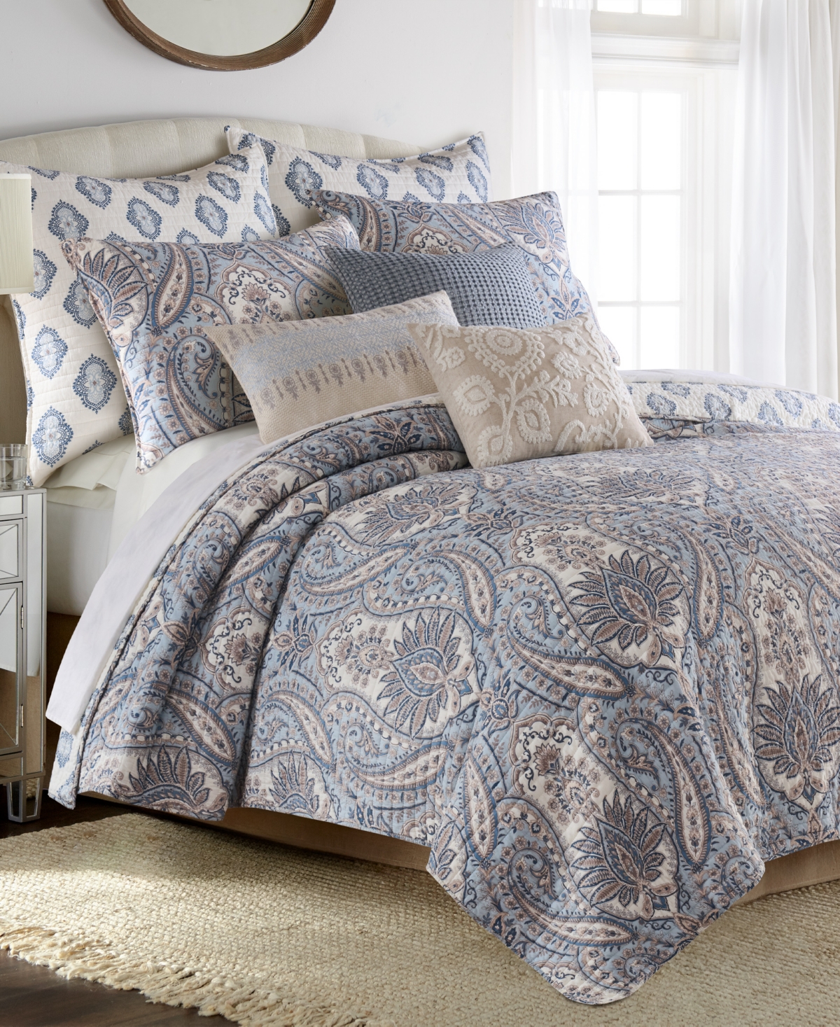 Levtex Kasey Damask Reversible 3-Pc. Quilt Set