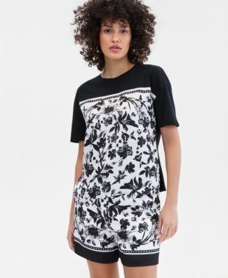 Women's Printed Mixed Media T-Shirt