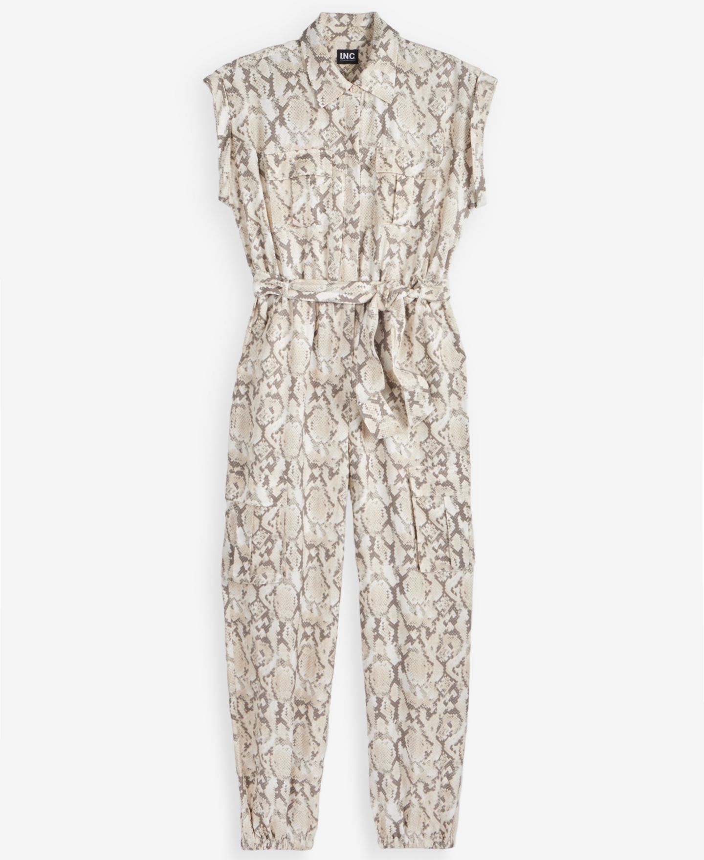 Женский комбинезон I.N.C. International Concepts Short-Sleeve Snake Print Belted Jumpsuit, цвет: Змеиный — фото 7