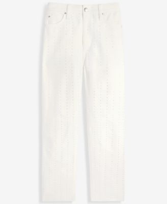 Women's Crystal-Embellished Straight-Leg Ankle Jeans