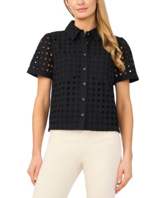 Women's Short-Sleeve Collared Button-Down Shirt