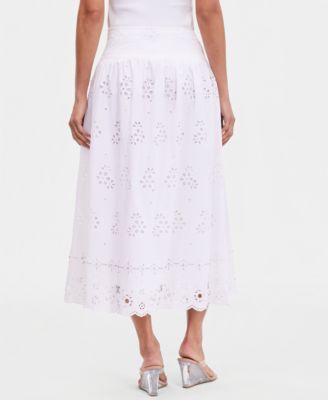 Women's Embellished Eyelet Midi Skirt