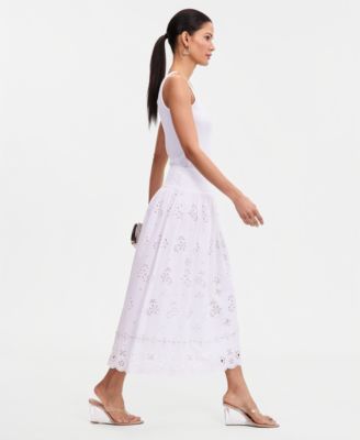Women's Embellished Eyelet Midi Skirt