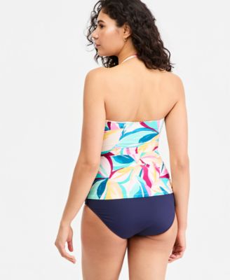 Women's Twist-Front Bandeau Strapless Tankini Top