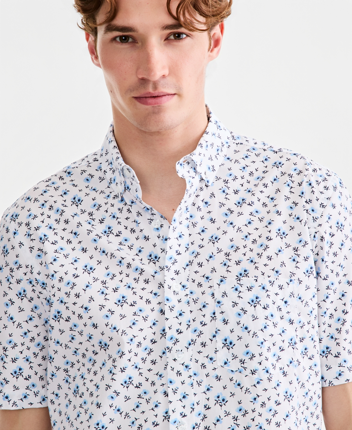 Club Room Men's Berti Cotton Poplin Floral-Print Shirt, Macy's Exclusive