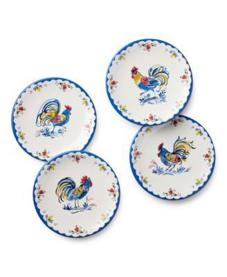 French Rooster Canape Plates, Set of 4