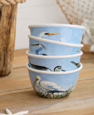 Coastal Birds Ice Cream Bowls, Set of 4
