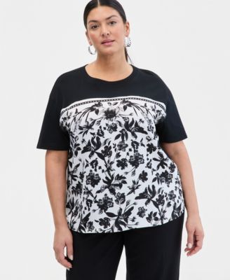 Plus Size Mixed-Media T-Shirt
