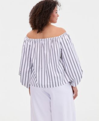 Plus Size Off-The-Shoulder Puffed-Sleeve Top