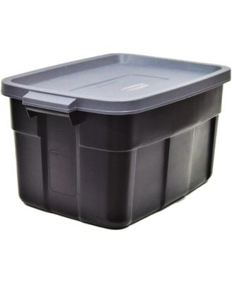 Roughneck Tote 14 Gallon Storage Container, Black/Cool Gray (6 Pack
