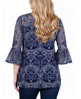 Women's Bell Sleeve Blouse and Solid Camisole