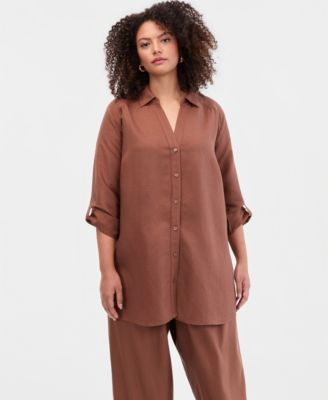 Women's Brown Button Up Shirts | Macy's