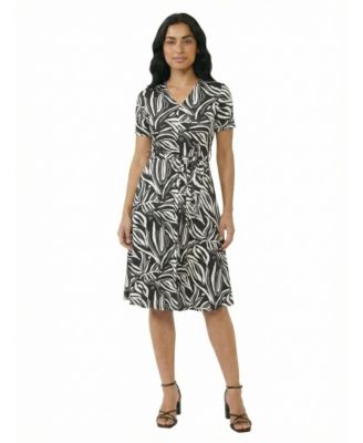 Petite Abstract Short-Sleeve Midi Dress