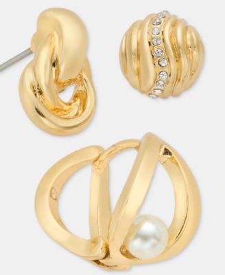 3-Pc. Set Stud, Drop & Hoop Earrings