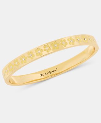 Gold-Tone Yellow Flower Bangle Bracelet