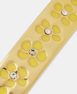 Gold-Tone Yellow Flower Bangle Bracelet