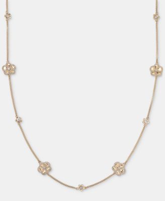 Gold-Tone 36" Pav&eacute; Orchid Strandage Necklace