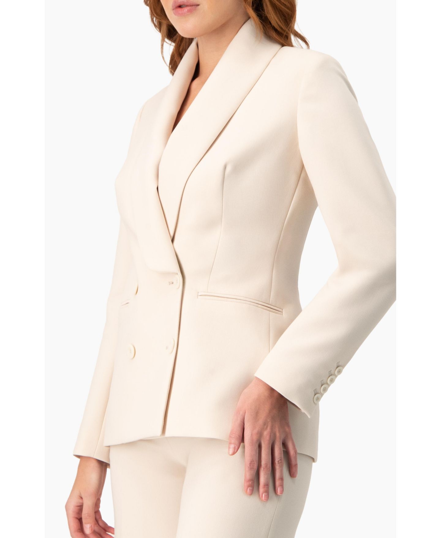 Женский пиджак Ivonne Double-Breasted Blazer with Smooth Finish, цвет: Слоновая кость — фото 6