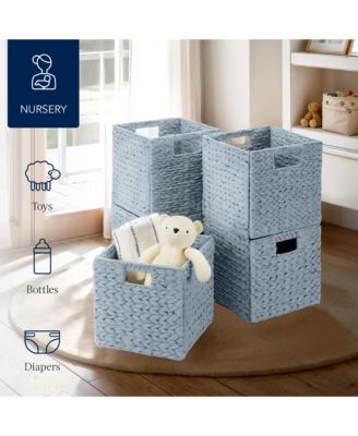 10.5x10.5in Hyacinth Storage Baskets, Set of 5 Multipurpose Collapsible Organizers