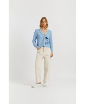 Women's Cotton Snoopy Crochet Peekabo Cardigan