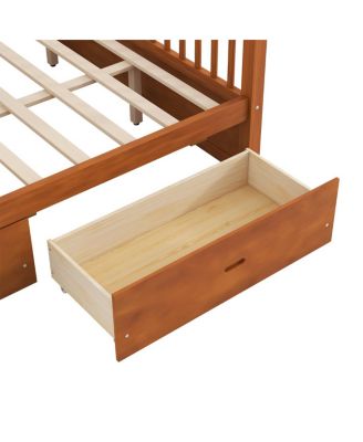 Wooden Canopy Bed with Storage Drawers