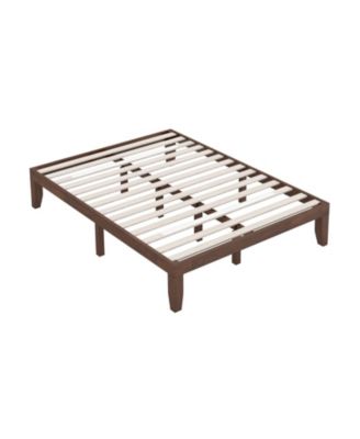14 Inch Rubber Wood Platform Bed Frame with Wood Slat Support