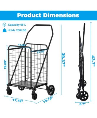 Foldable Heavy Duty Shopping Cart - Grocery Cart on Wheels with Waterproof Oxford Bag for Laundry, Garden, Camping