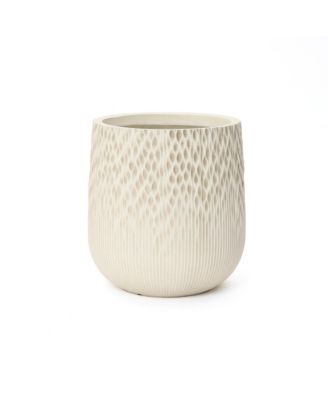 Antique  13.38" Round Planter, Deep-to-Light Gradient Texture, Tapered Design