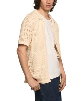 Men's Granny Square Button-Down Sweater