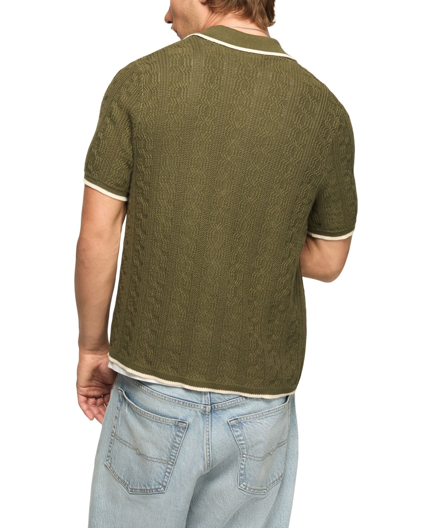 Мужская рубашка Lucky Brand Piping Detail Button-Front Short-Sleeve Shirt, цвет: Оливковый — фото 5